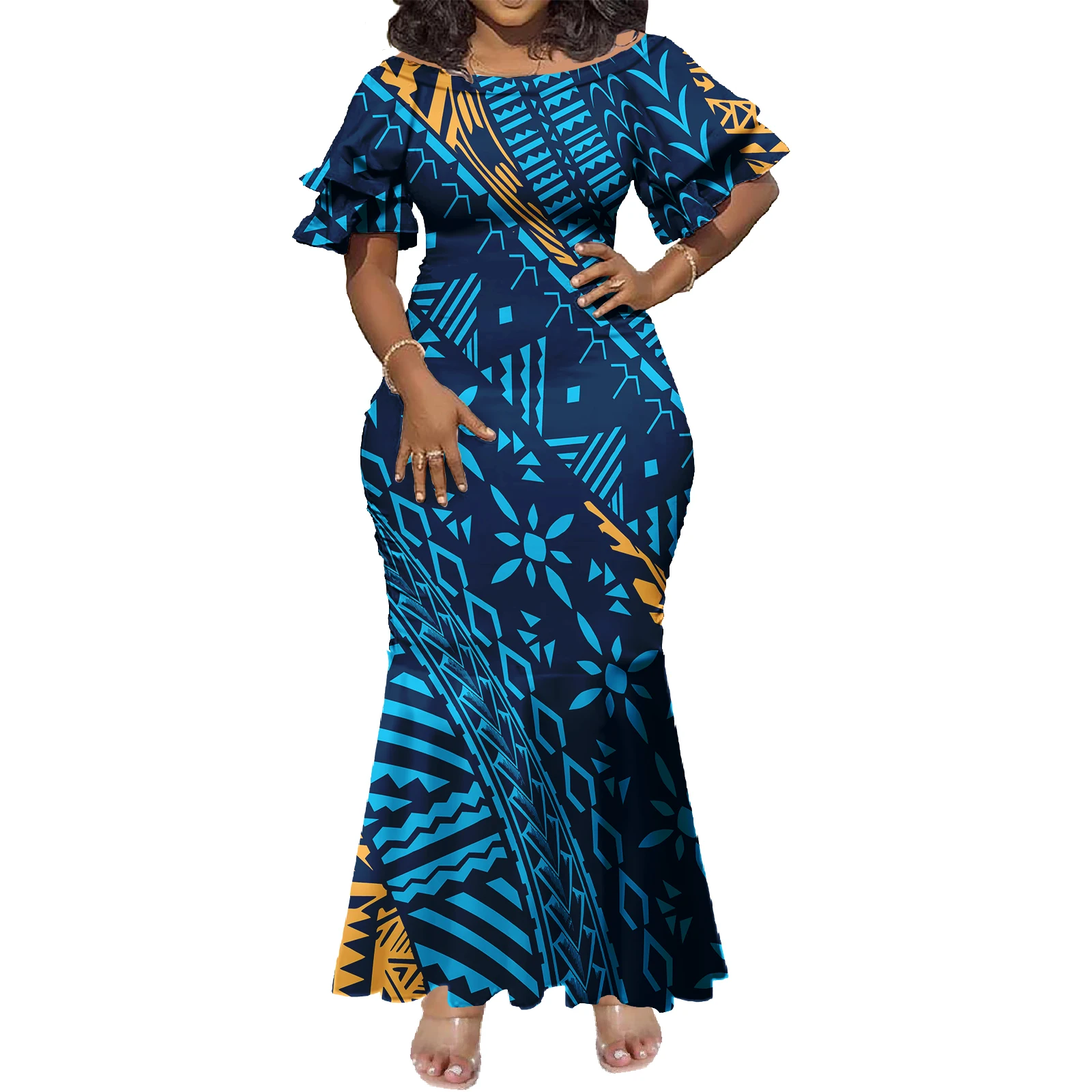 Plus Size Women\'s Dresses Gown Hawaiian Fashion Samoan Dress Island Style Clothing Elegant Evening Maxi Dress