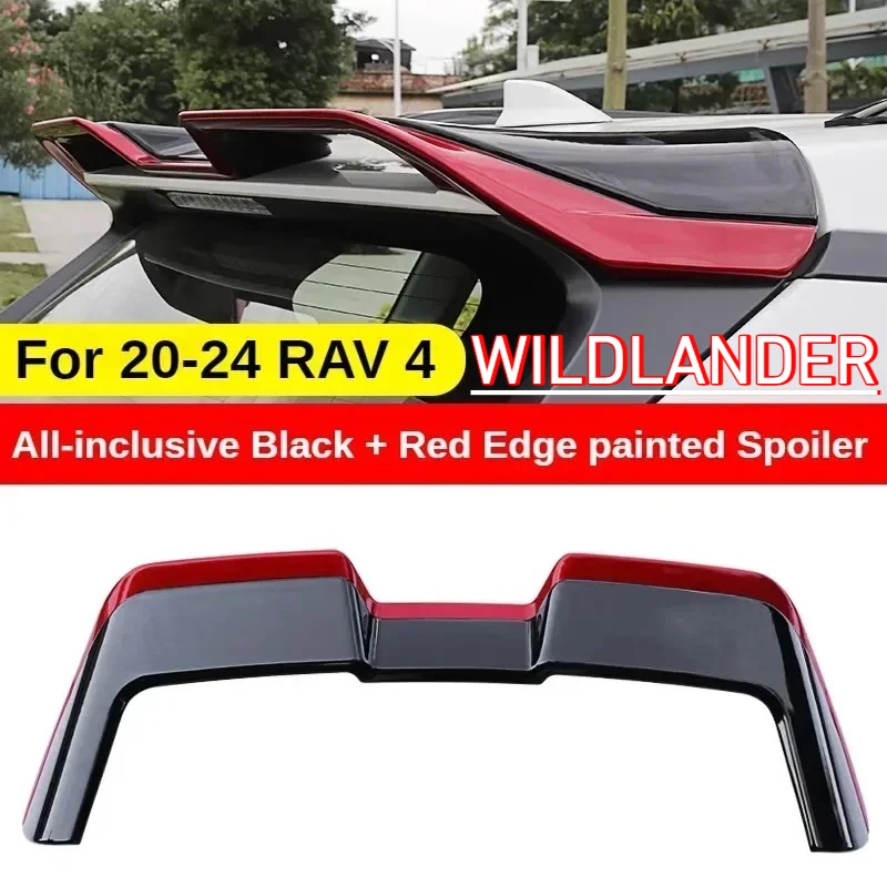 Image of Schwarz Rot Weiß Carbon-Look Lackierter Hochwertiger ABS Spoiler Flügel Für 2020 2021 2022 2023 2024 Toyota Rav4 4 WILDLANDER