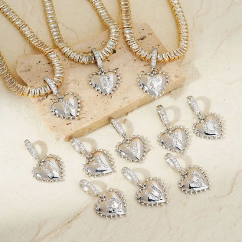 

5Pcs Trendy Women Gold Plated 26 Letters Pendent Cubic Zirconia Tennis Choker Chain Necklace Party Wedding Classic Shiny Jewelry