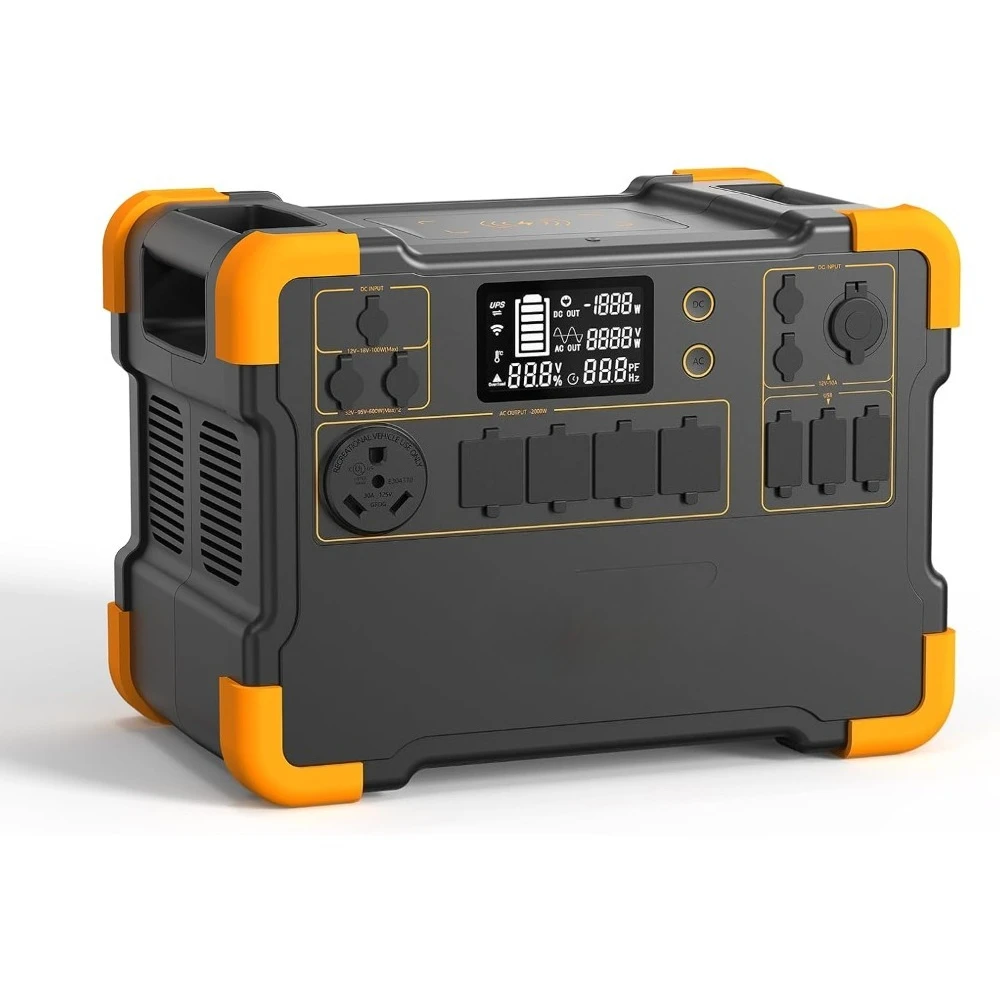 

Portable Power Station E2000LFP, 1920Wh Power Station 5X2000W AC Outlets, LiFePO4 Battery Backup Expandable to 8064Wh
