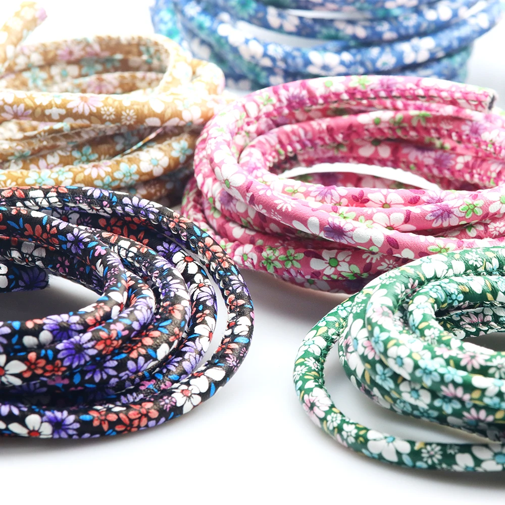 

6mm PU Flower Round Leather Cord Rope For European Style DIY Necklace Collar Bracelet Handmade Cord For Jewelry Supplies