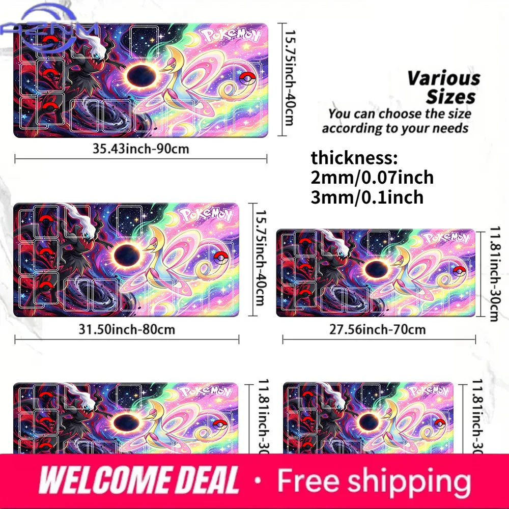 

Darkrai Cresselia Galaxy Space Pokemon TCG Battle Playmat Large Anti-slip Gaming Mouse Pad Desk Table Mat