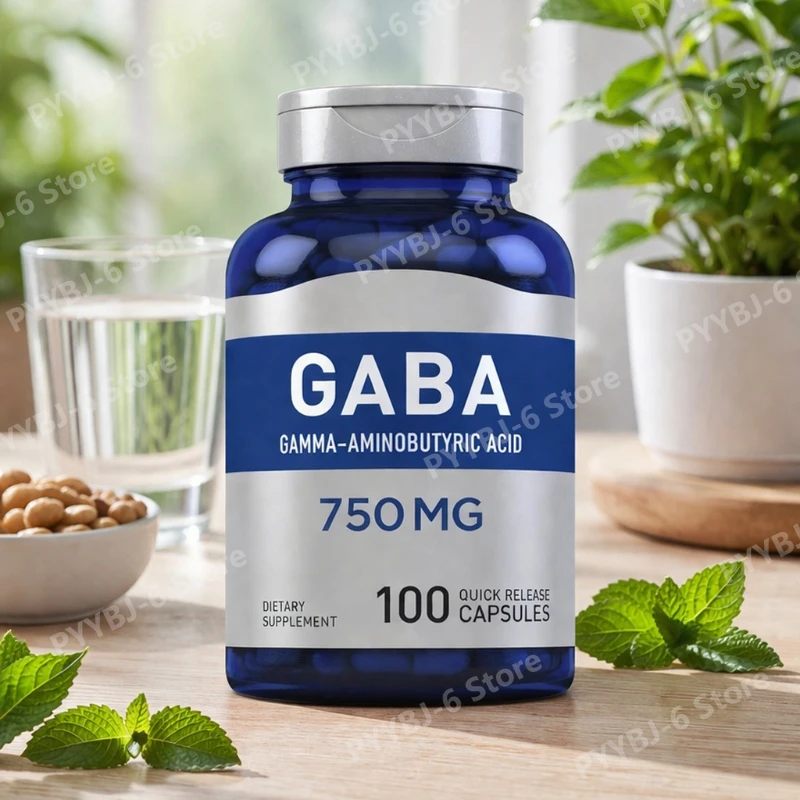 GABA 750mg Gamma-Aminobutyric Acid 100 Quick Release Capsules Non-GMO & Gluten Free Dietary Supplement for adult