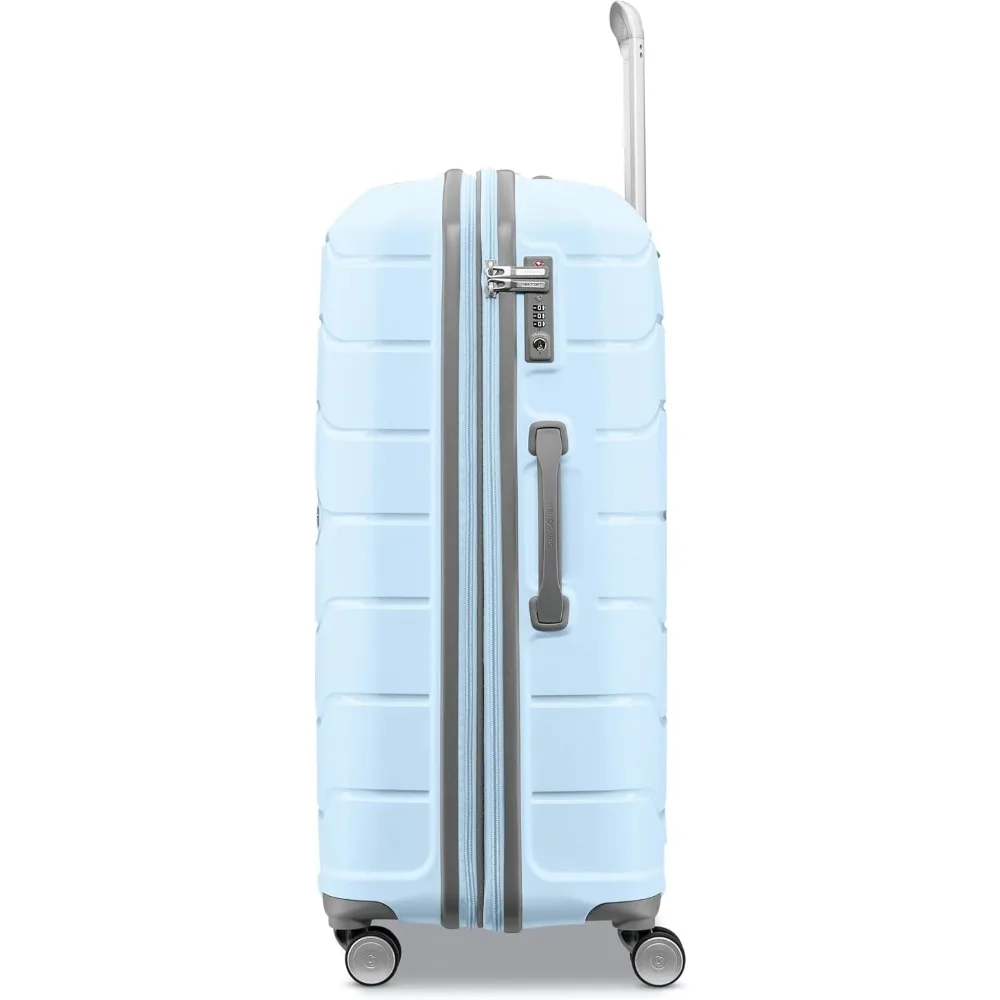 Large Checked Luggage with Dual 360 Spinner Wheels, TSA Lock, Expandable Hardshell, Sky Blue