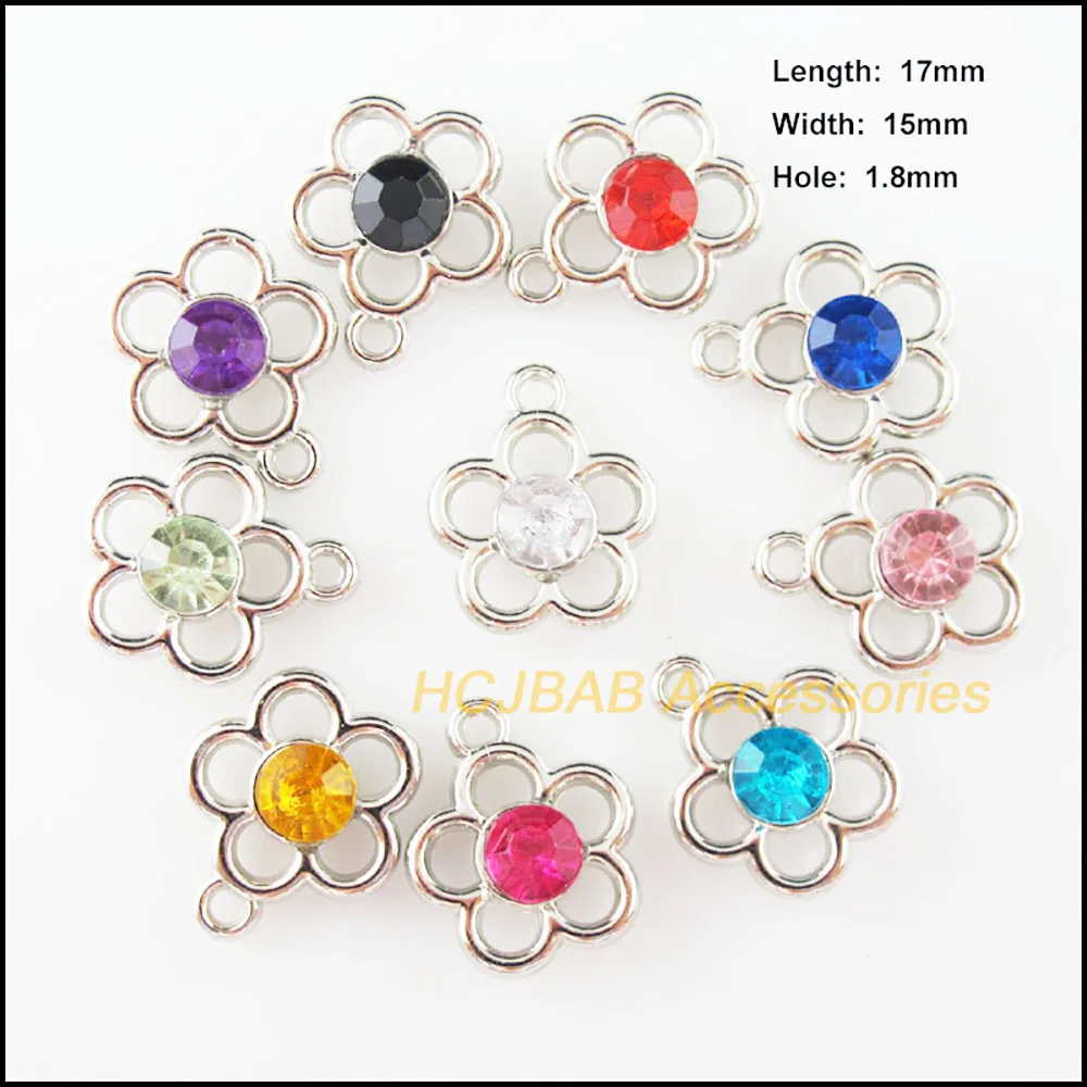 30Pcs Dull Silver Plated Charms Mixed Acrylic Pendants