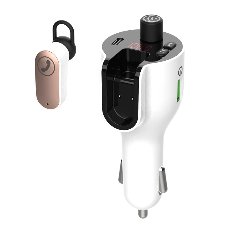 

3.0 Car Charger Wireless FM Transmitter Bluetooth Headset Business Call Headset Hands-free Car Kit