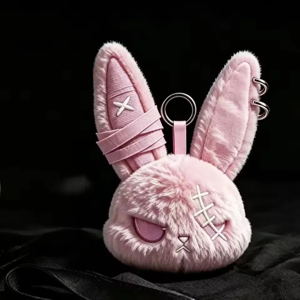 Gothic women's plush toy rabbit keychain, handbag decoration pendant, cute plush toy rabbit, party gift, Christmas gift