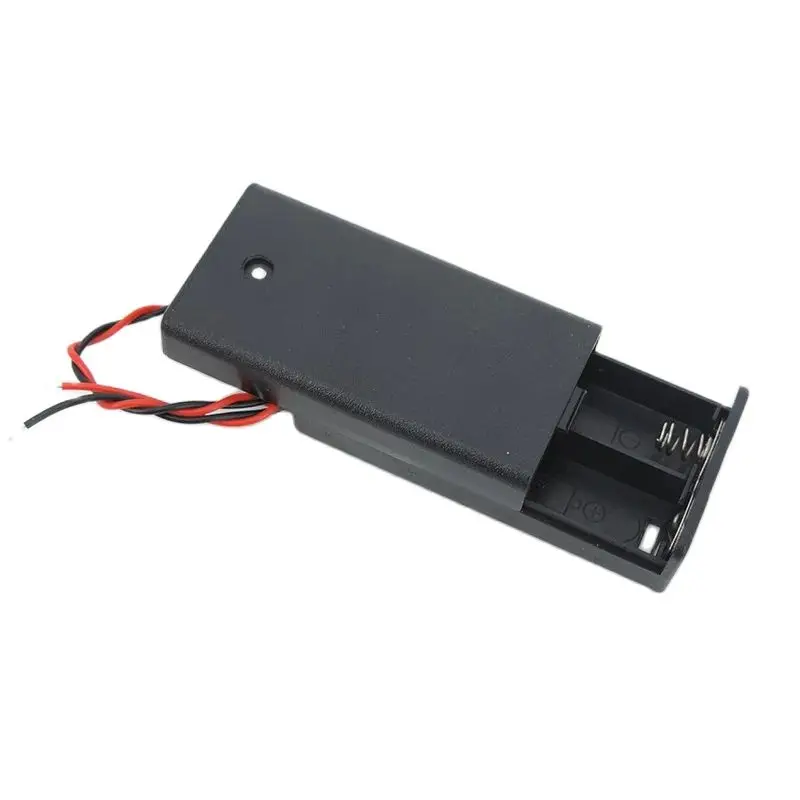 2AA 2XAA 3V Black Battery Storage Case Box Holder Connector ON/OFF Switch With Lead Wire e1