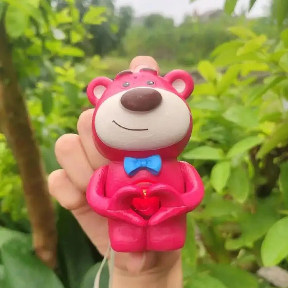 Strawberry Bear Heart Gesture Sound Toy Creative Sound Toys Valentine\'s Day For Girlfriend Cartoon Children Birthday Gifts