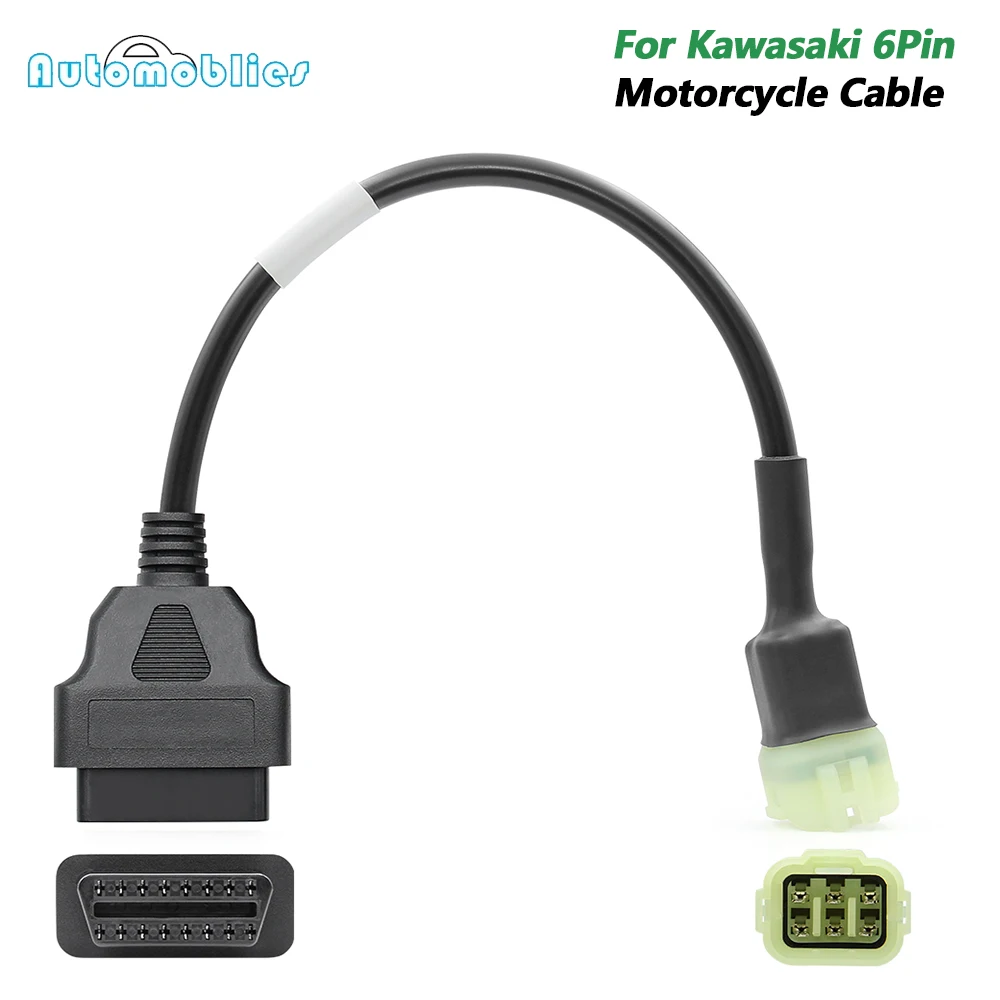 For Kawasaki 6Pin OBD Motorcycle Cable 6 Pin to OBD2 16 Pin Adapter Diagnostic Cable