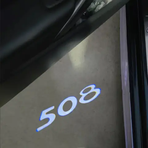 자동차 LED 문짝 로고 라이트, 레이저 섀도우 프로젝터 라이트, 푸조 508 LED 예복 램프, 자동차 문짝 조명, 2 개