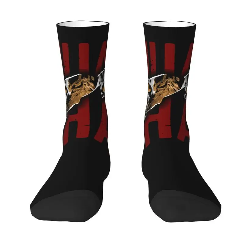 Funny Print Muay Thai Tiger Socks for Men Women Stretch Summer Autumn Winter Thailand Martial Art Fighter Spirit Crew Socks