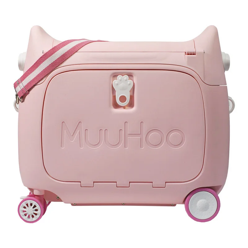 children's suitcase can sit and ride universal wheel girl boy pull rod suitcase baby boarding box.