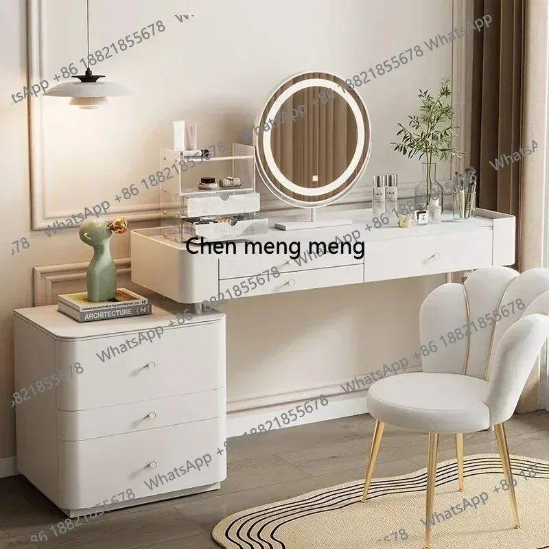 

Salon Storage Vanity Table Living Rooms Beige Organizer Makeup Dresser Luxury Space Saving Comfortable Muebles Trendy