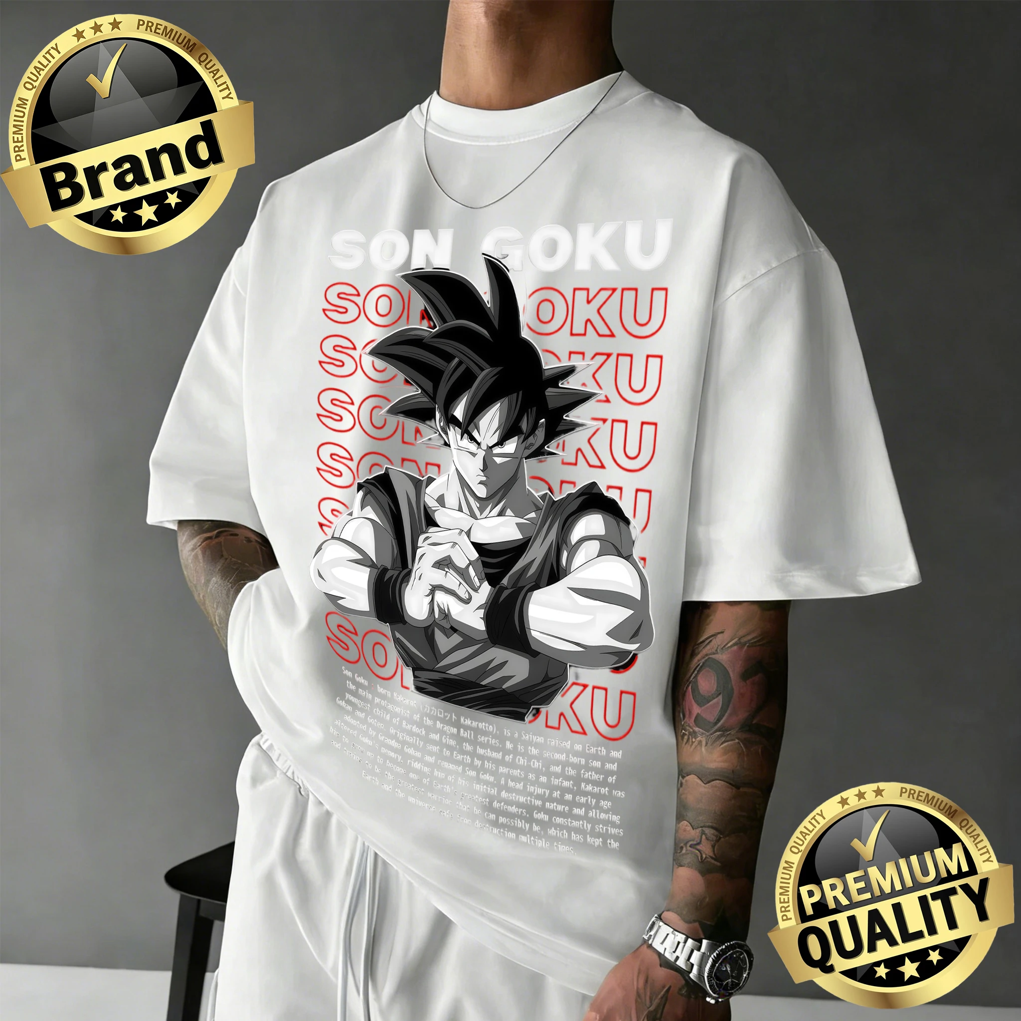 

2026 Summer Dragon Ball Son Goku Bio Print Black T-Shirt Men Oversized Casual Cotton Anime Loose Fit Unisex Premium Quality Tops