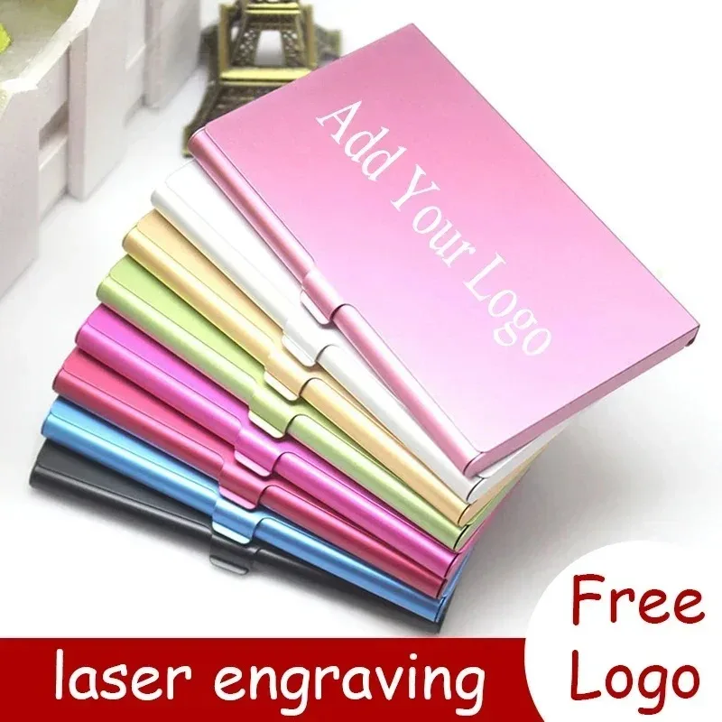 Custom LOGO Card Holder Personalized Laser Engraved Name Stainless Steel Business Card Case Box for Company Festival Gifts