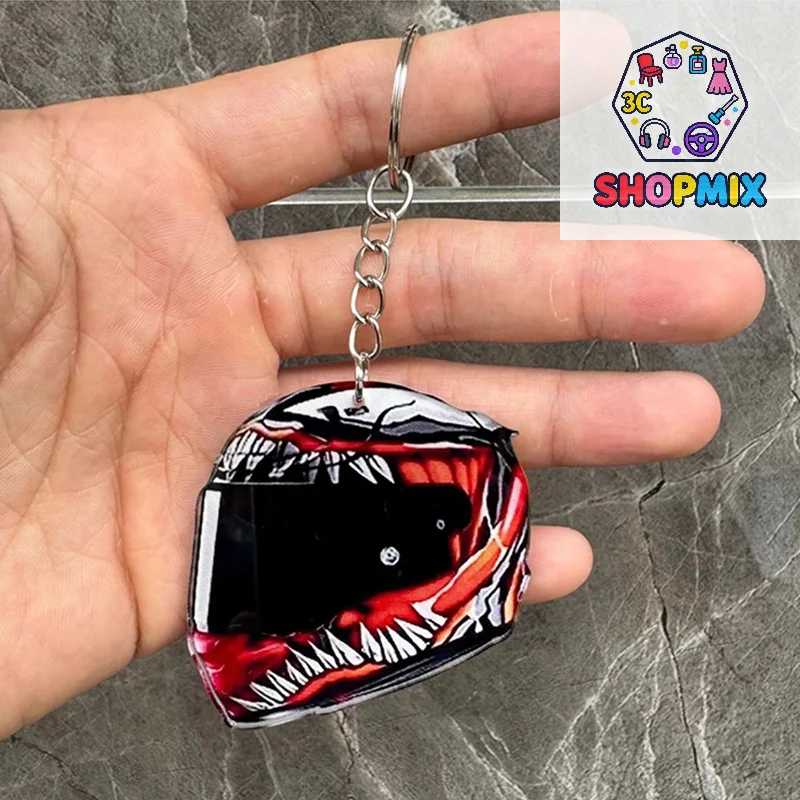 2D Flat Fashion Keychain Helmet Stereo Motorcycle Helmets Safety Auto Bag Car Key Ring KeyChain Gift Jewelry