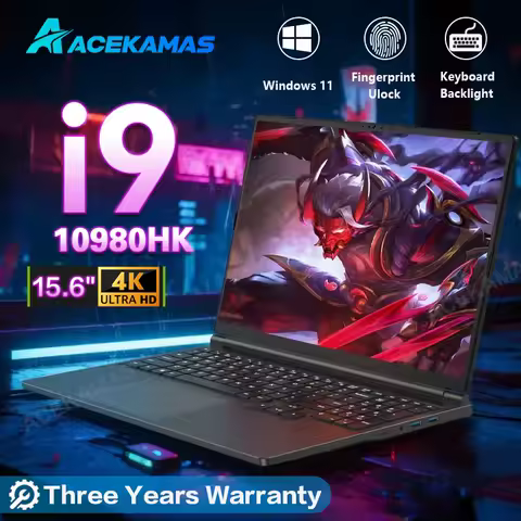 15.6" Gaming Laptop intel Core i9 10980HK Windows 11 Pro Notebook PC Gamer 16GB DDR4 1TB SSD IPS 1920*1080 Fingerprint Computer