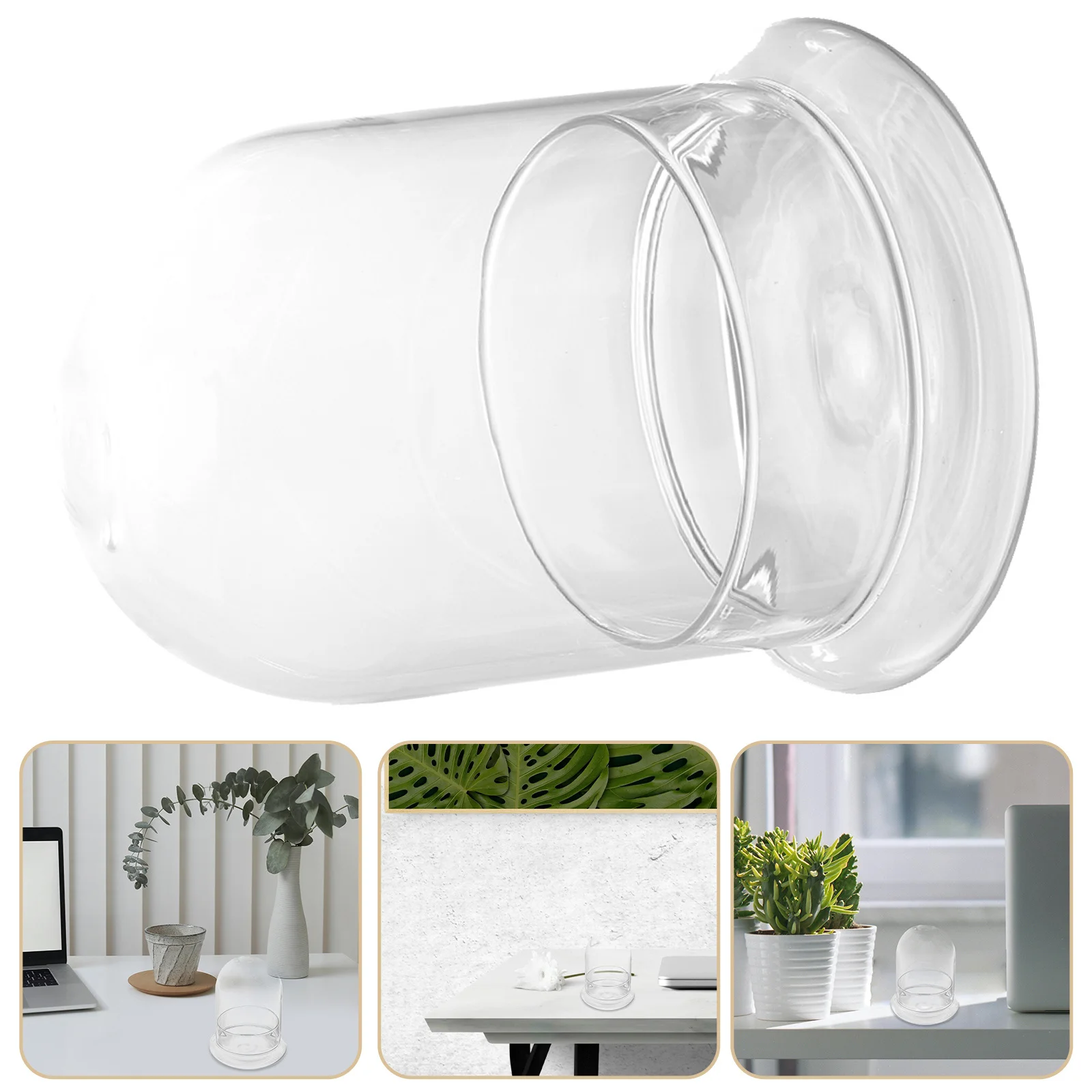 

1Pcs Moss Ecological Bottle Glass Canister U-Shaped Decorative Desktop Bottle Mini Landscape Container for Bedroom Office Living