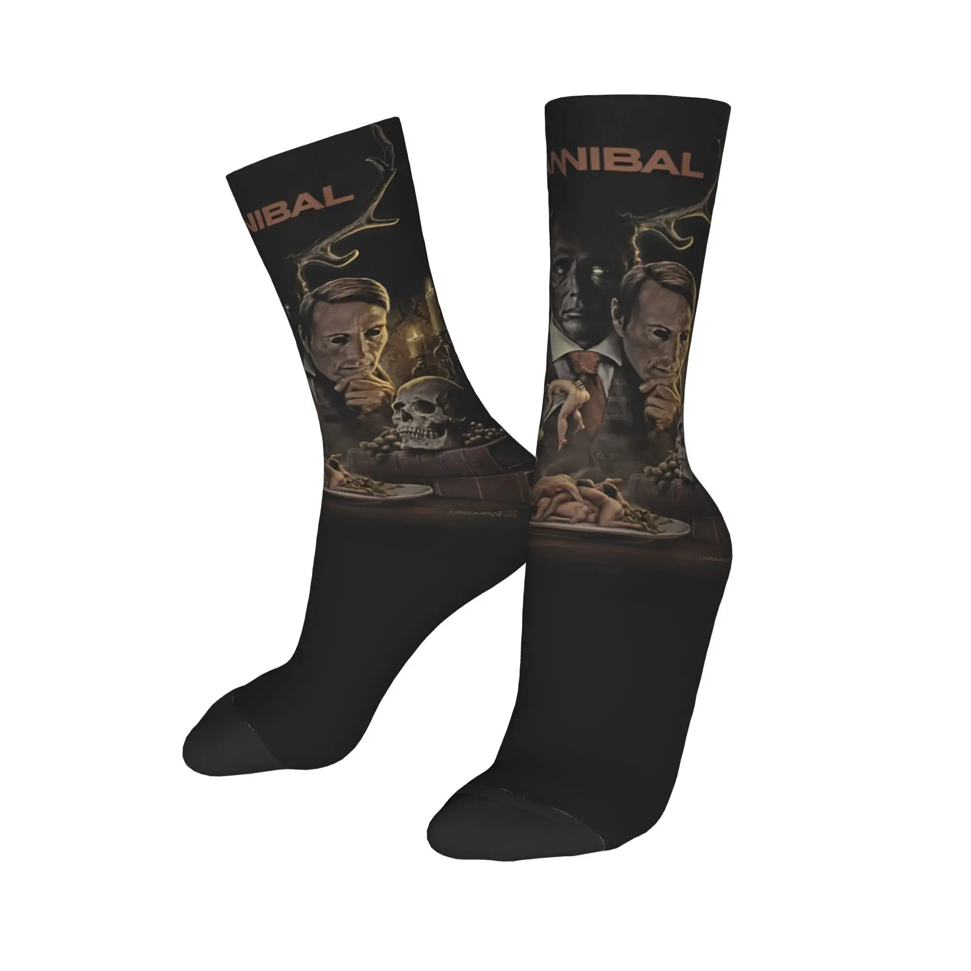 hannibal Mads Mikkelsen horror movie Theme Design Dress Socks Merchandise for Women Compression Stockings