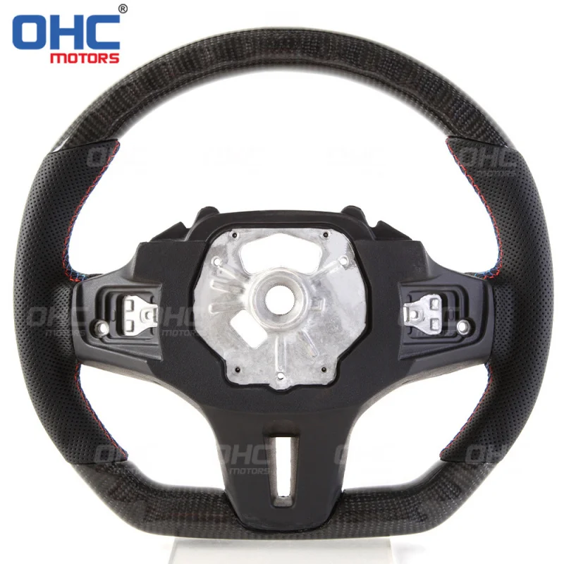 For BMW G Series 3 Series, carbon fiber + BMW three-color positioning line, car steering wheel modified titanium disc