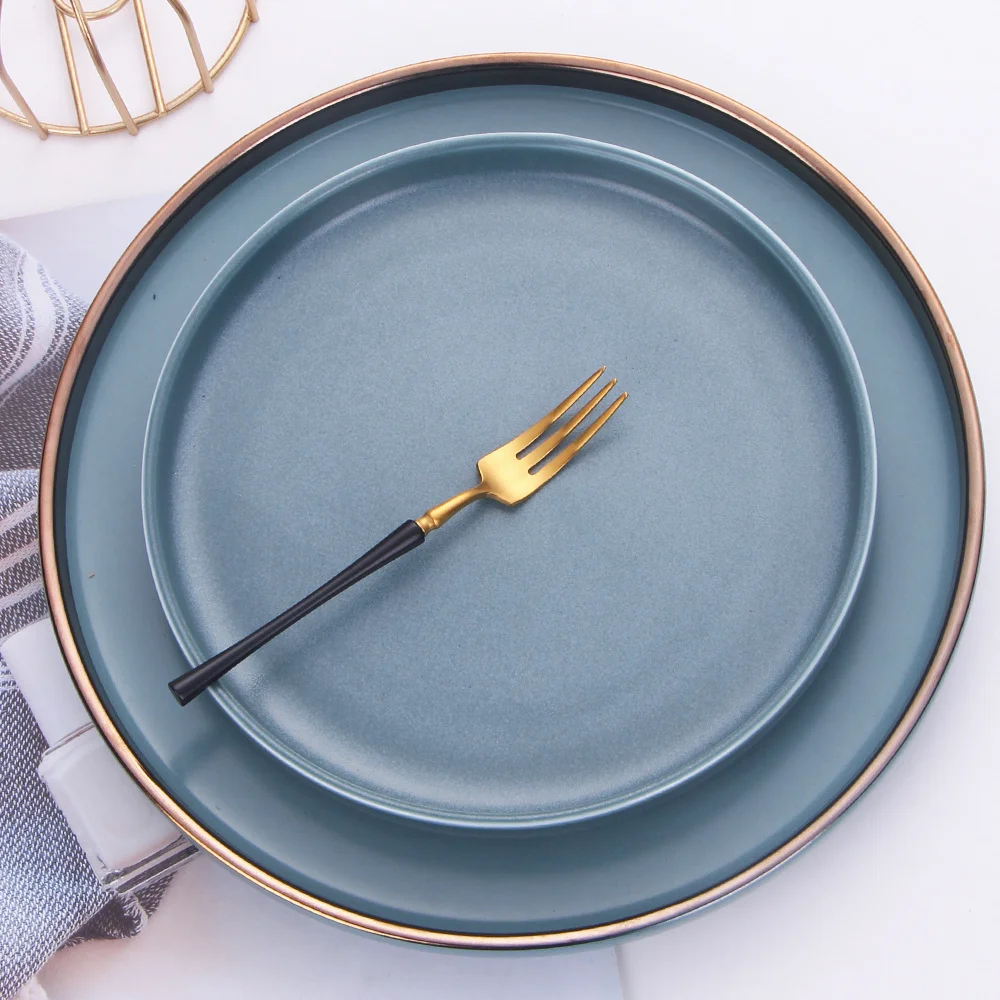 1Pc Black Gold Tea Fork Cake Snack Tableware Portable Fork Cutlery Stainless Steel Dinnerware Dessert Fruit Fork Dropshipping