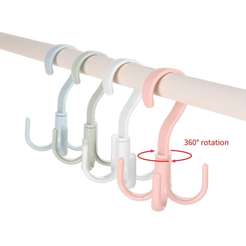 

360 Degree Rotating Closet Clothes Hangers With 4 Claws Belt Hangers For Closet Organizer Scarf Tie Rack Hooks For Handbags Hats