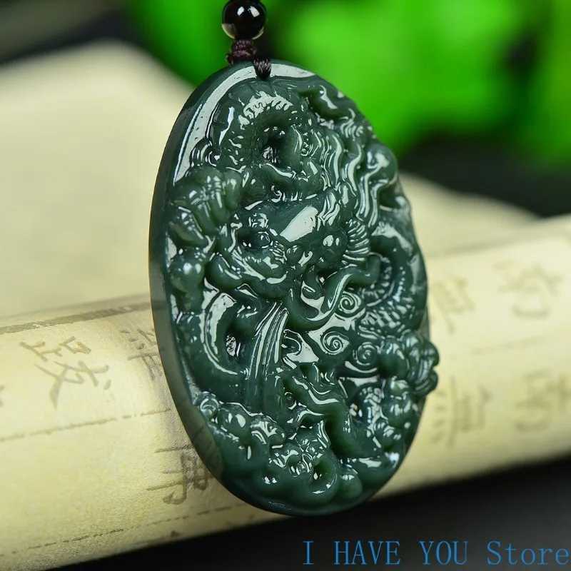 Natural Hetian Jade Pendant Peaceful Dragon Necklace Hand-carved Men's and Women's Jewelry Jewelry with Lanyard Free Shipping