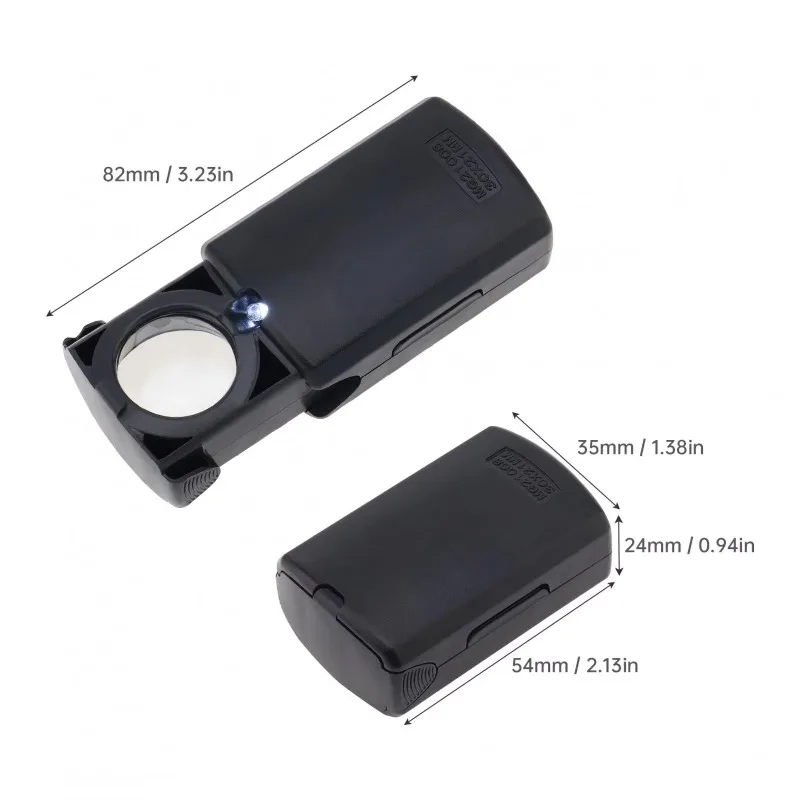 30X Jewelry Loupe with LED Light Foldable Pocket Magnifying Glass Portable Mini Magnifier for Reading Inspection