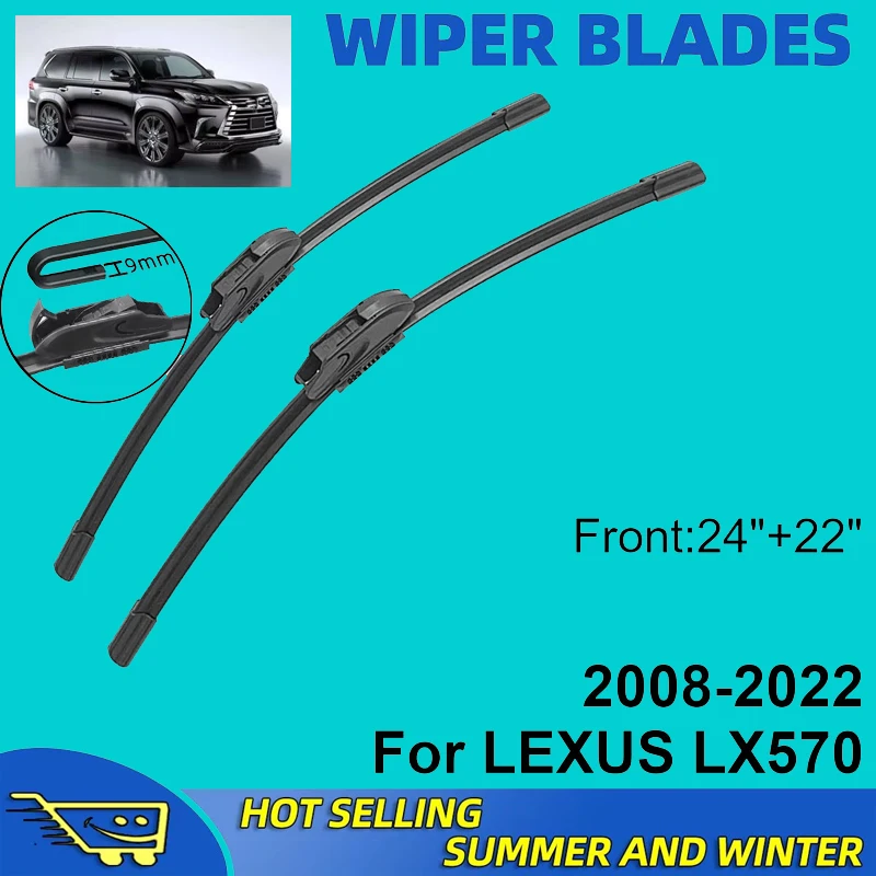 

2PCS For Lexus LX570 2008-2022 2009 2010 2011 2012 24"+22" Front Wiper Blades Windshield Windscreen Window Cutter Accessories