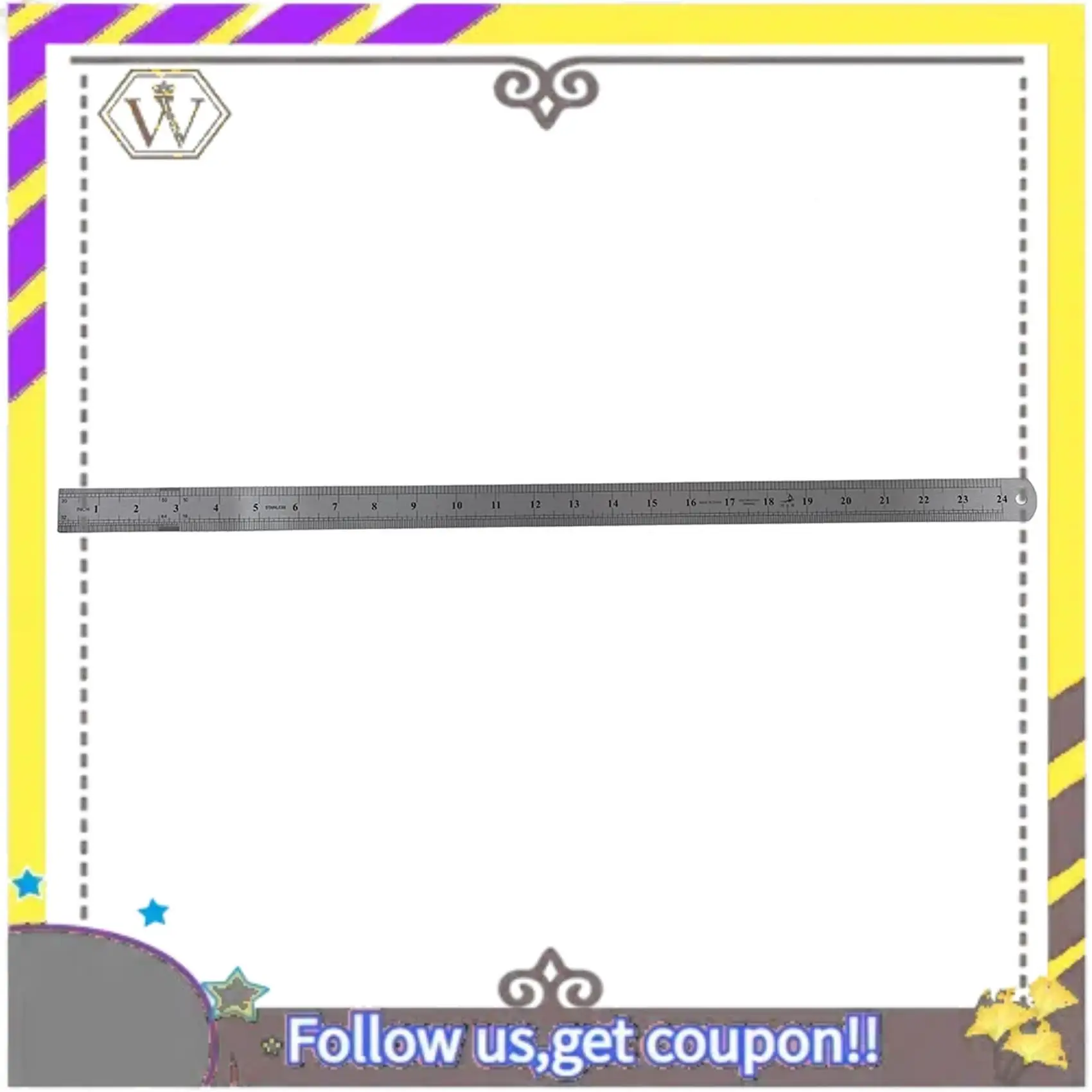 AU33-2X Stainless Metal Measuring Straight Ruler 60Cm