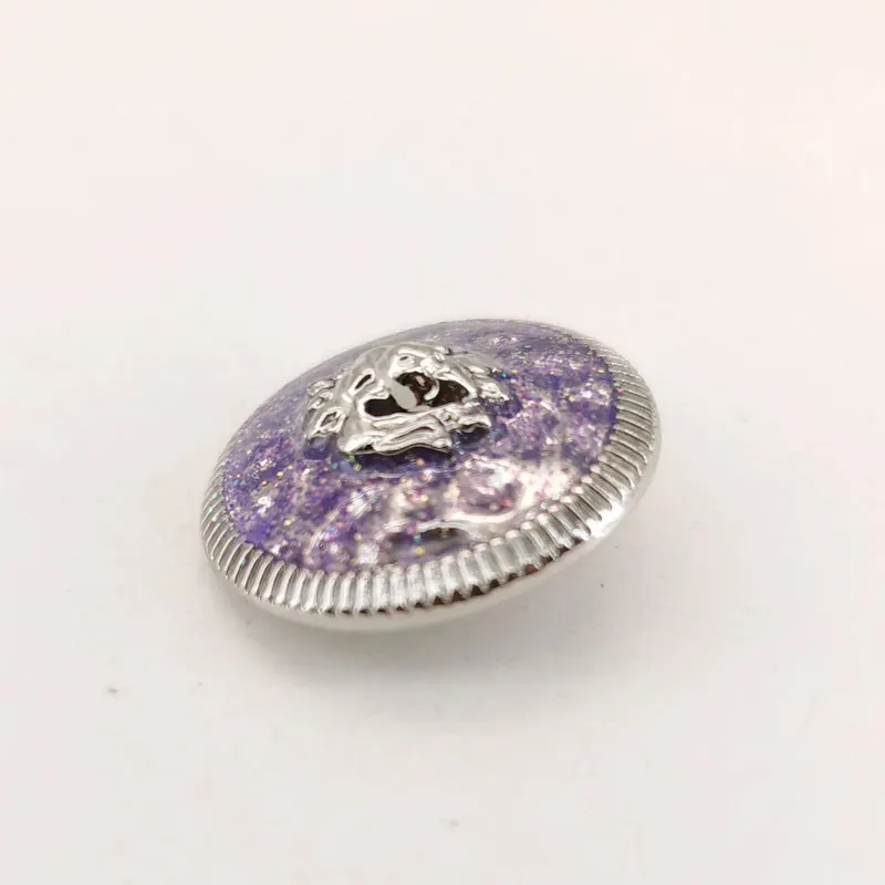 Lila Metallknöpfe mit Löwenkopf-Design, hoher Schaft, Nähzubehör für Blazer, Mantel, Anzug, Jacke, Nähzubehör, 10 Stück, 20 mm – Detail 4