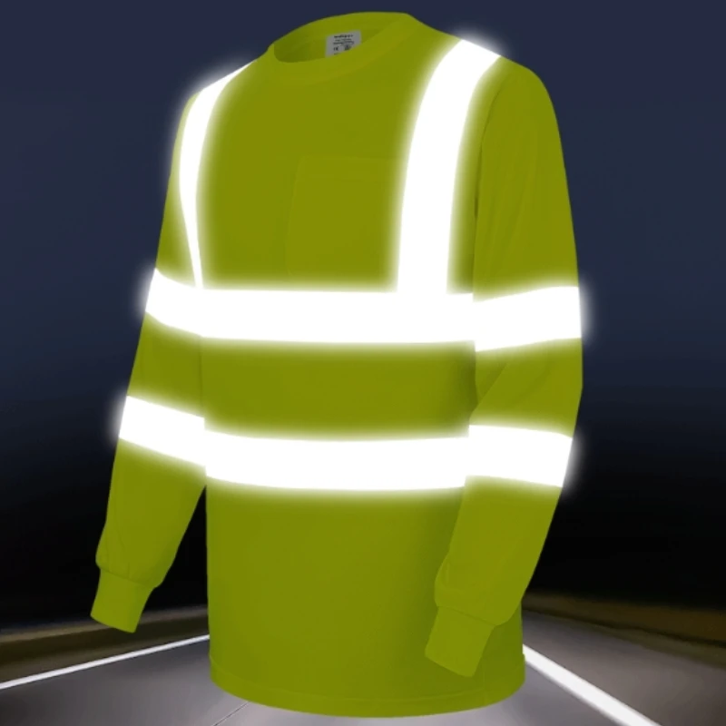 

Safety Clothing Shirts Men Reflective Shirt for Work Summer Quick Dry High Visibility Workwear Shirt Long Sleeve Contrast Color