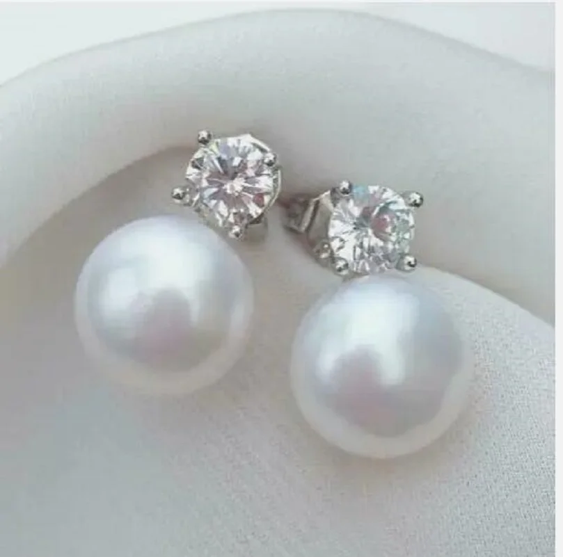 

Natural AAA+ 10-11 mm Exquisite South Sea White Pearl Silver Earring 925S