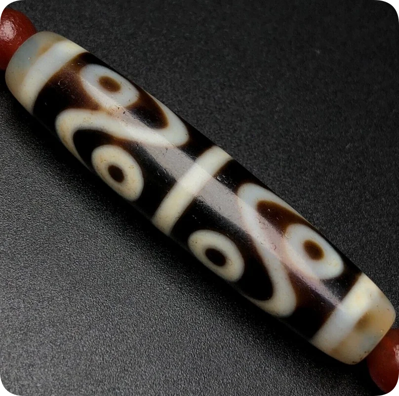 Tibetan black and white water pattern eight eyed dzi agate necklace 13 * 57mm