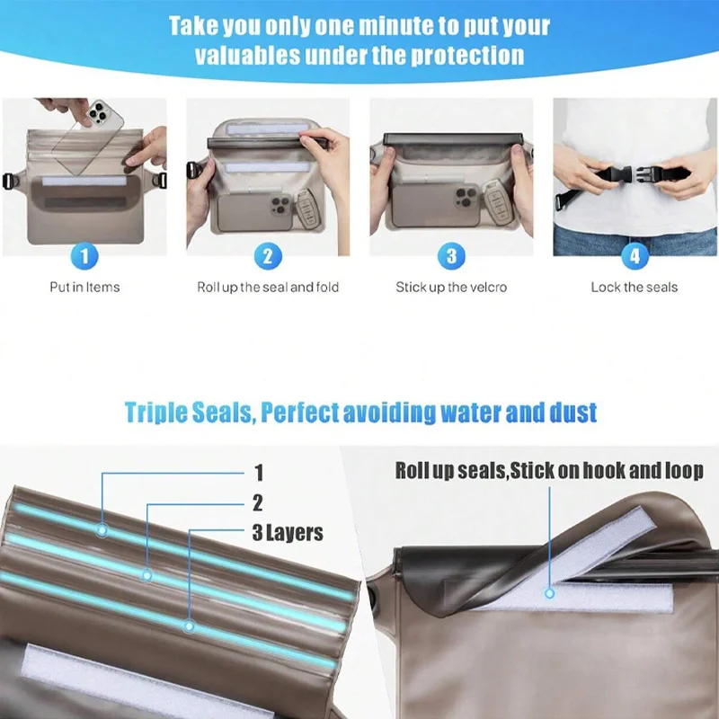 Bolsa de natación impermeable para esquí, deriva, buceo, riñonera de hombro, bolsa de PVC, bolsas subacuáticas para teléfono móvil, accesorios para deportes al aire libre