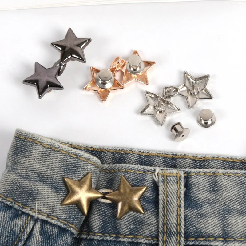 1 Pair Fashion Lazy Person Adjustable Seamless Invisible Waist Buckle Jeans Waist Tightening Tool Cute Clothing Accessories