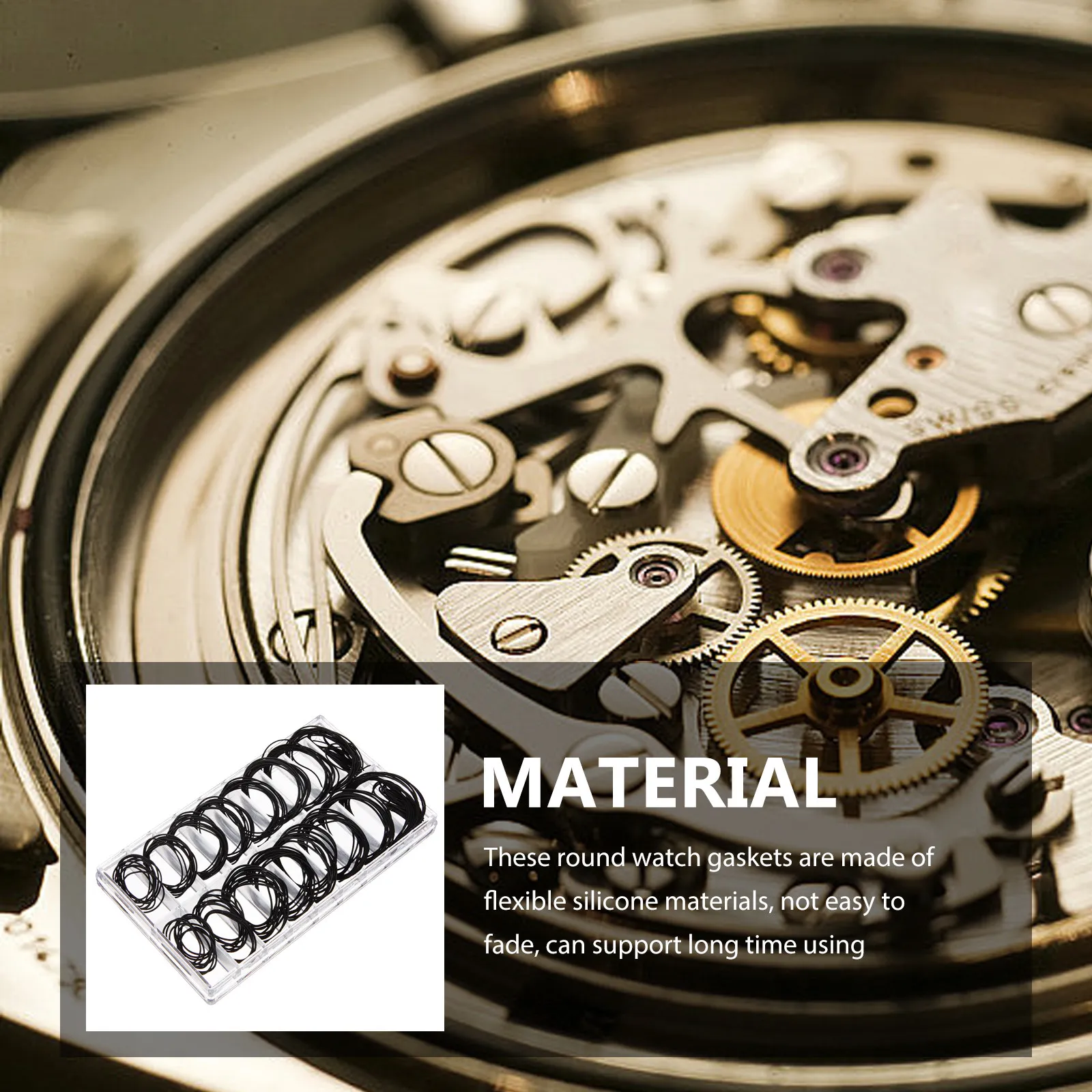 Silicone Watch Sealing Rings 1 Box Multi Size O Rings for Watch Case Back Compatible with Most Watches