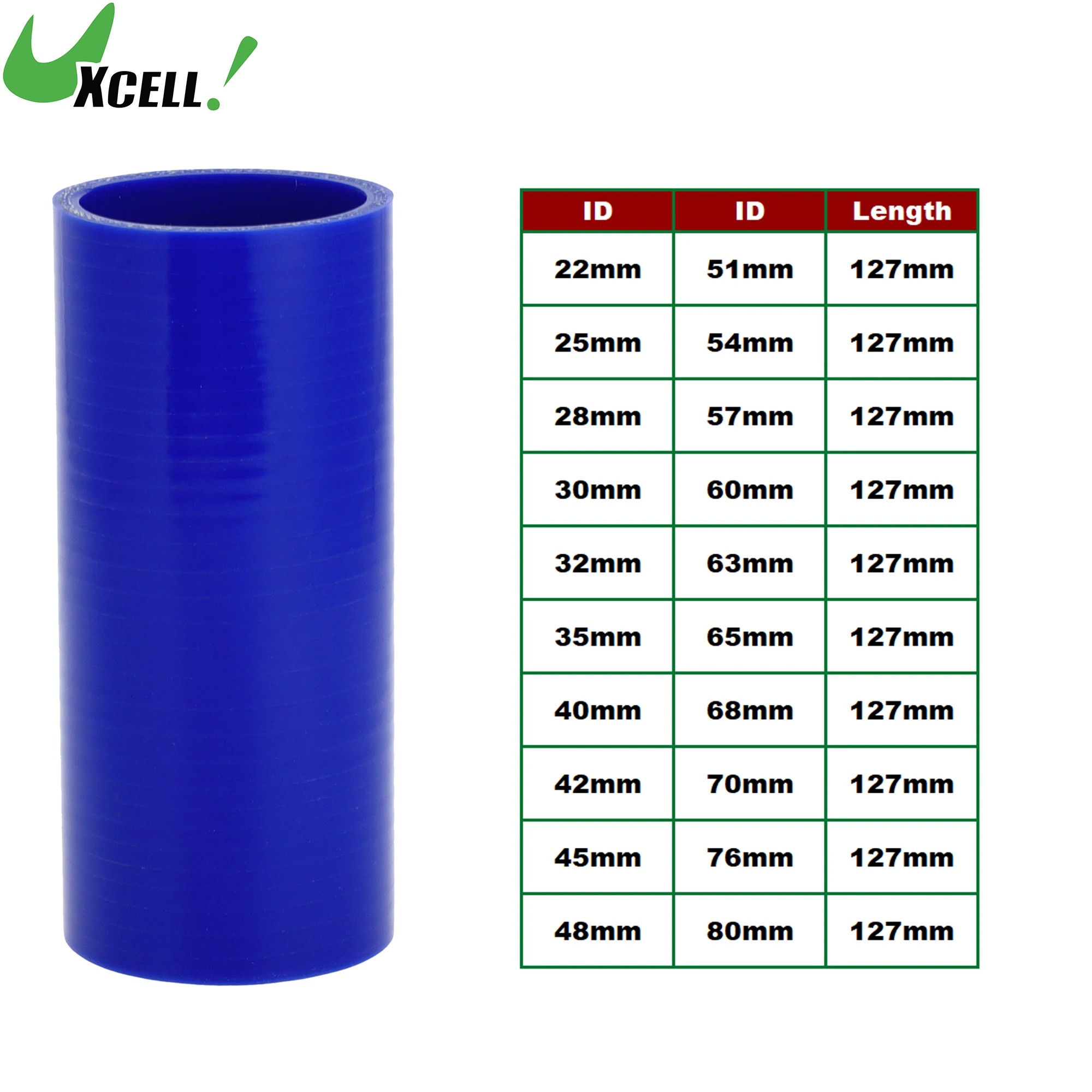 

UXCELL 22/25/28/30/32/38/40/42/45/48mm to 80mm ID 127mm Length Reinforced High Temp Straight Coupler Silicone Reducer Hose Blue