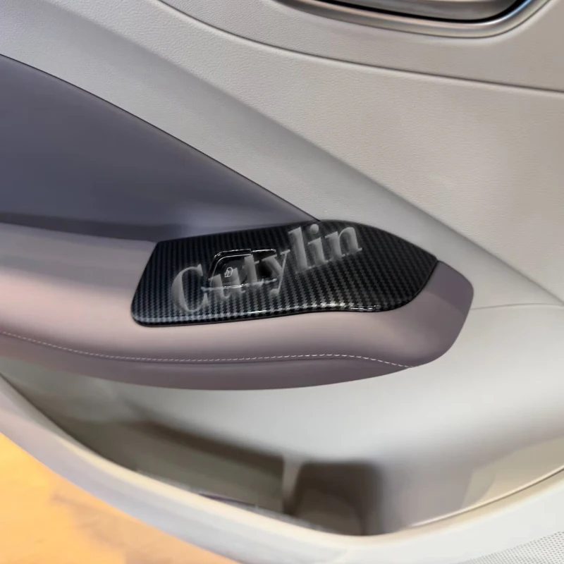 LHD ل MG 4 MG4 EV 2026 2027 ABS ألياف الكربون زجاج نافذة السيارة رفع التبديل لوحة أزرار غطاء الكسوة ملصق الملحقات الداخلية #2