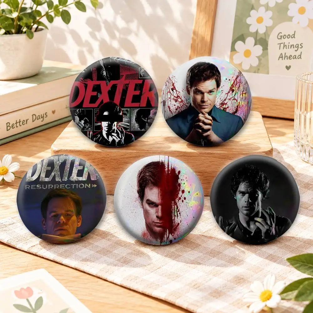 Crime Thriller D-Dexter Morgan   Badges Creative Tinplate Button PinsBrooch Badge Clothes Backpack