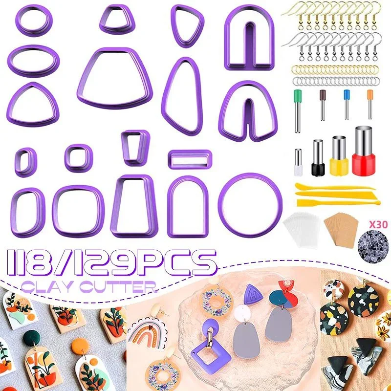 

Earrings Polymer Clay Molds Baking Mould Soft Clay Cutters DIY Earring Jewelry Pendant Making Clay Tools with Earring accessory