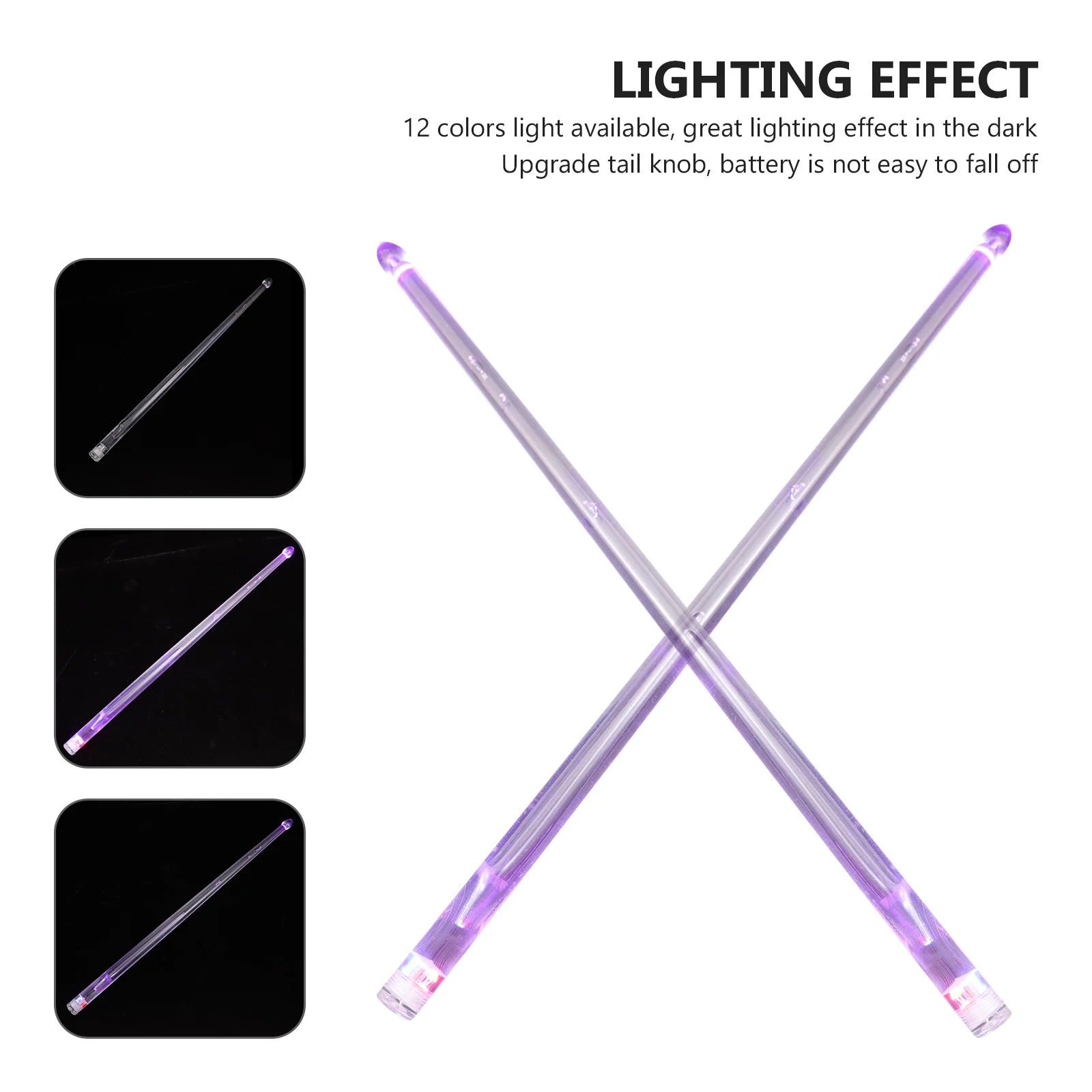 

Colorful LED Drum Sticks Polymer Material 12 Colors Light Fun Accessories Glow Dark Unbreakable Musical Instruments