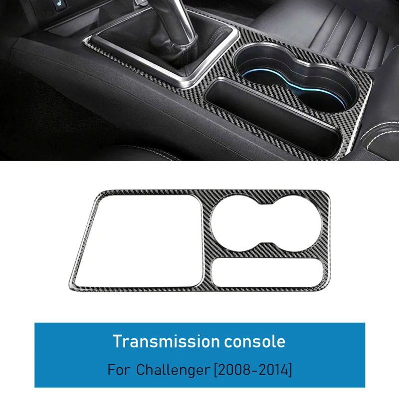 

Carbon Fiber Gear Shift Cup Storage Box Cover For Classic Dodge Challenger Real Sticker Interior Accessories Upgrade Auto Parts