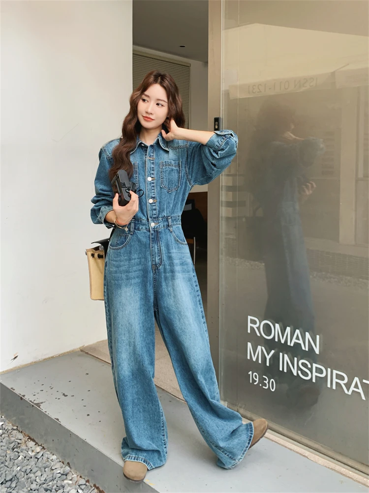 

Retro Faionable Denim Jumpsuit Women's Spring Autumn 2025 New ular High-End Feeling Elegance One-Piece Suit