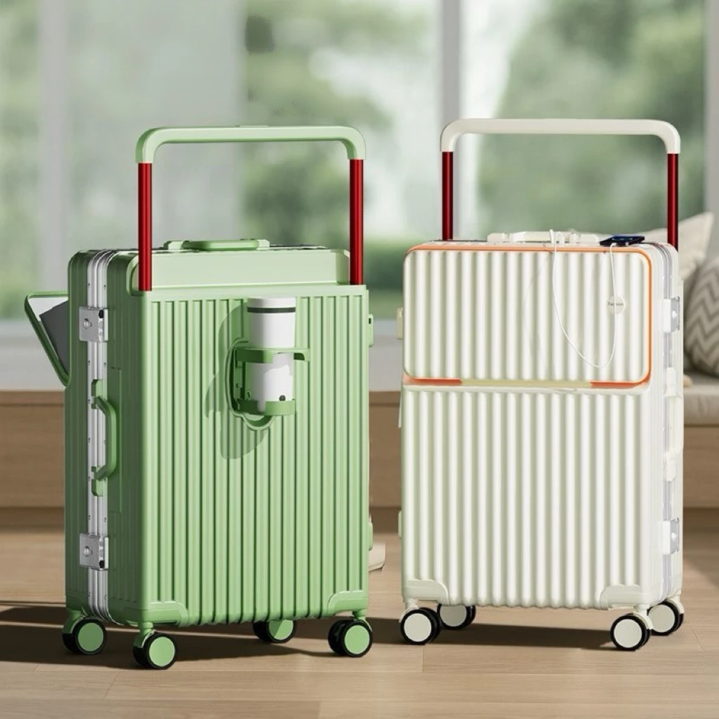 

Durable Aluminum Frame Lage Bag Large Capaci Front Opening Travel Suitcase Women's Faionable ABS PC Material ex