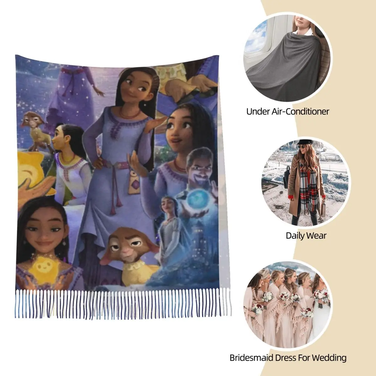 أتمنى الكرتون فيلم آشا ستار شال التفاف للسيدات الشتاء وشاح طويل ناعم فتاة سحرية منديل شال الأوشحة #3