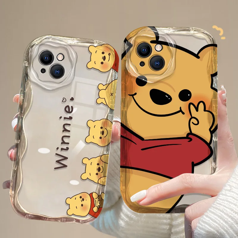 

Winnie the Pooh Cartoon Anime Disney Suitable Apple 15 14 13 Phone Case All Inclusive Transparent Fashion Trendy Phone Case