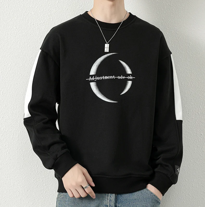

Футболка мужская осенняя Базовая винтажная одежда 90-х годов Футболка с длинными рукавами и графическим рисунком Полумесяц Круг 90-х годов винтажная одежда Футболка с принтом аниме