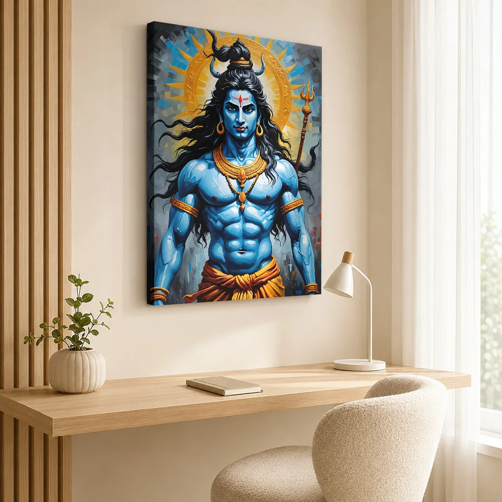 Lord Shiva Painting Framed Canvas Poster Customized Photo Modern Aesthetic Wall Paintings Decoration for Bedroom Ready to Hang